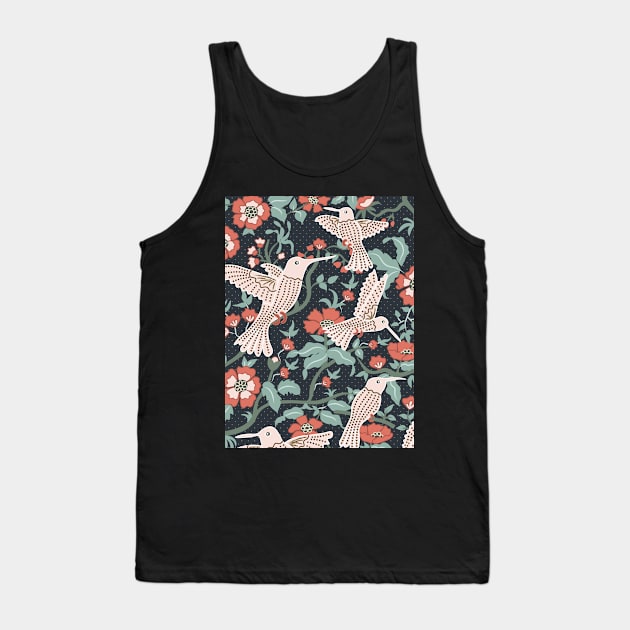 Hummingbirds in Floral Garden Tank Top by sarakaquabubble